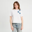 T-shirt détails fleurs blanc femme