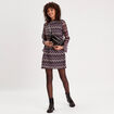 Robe trapèze col montant violet femme