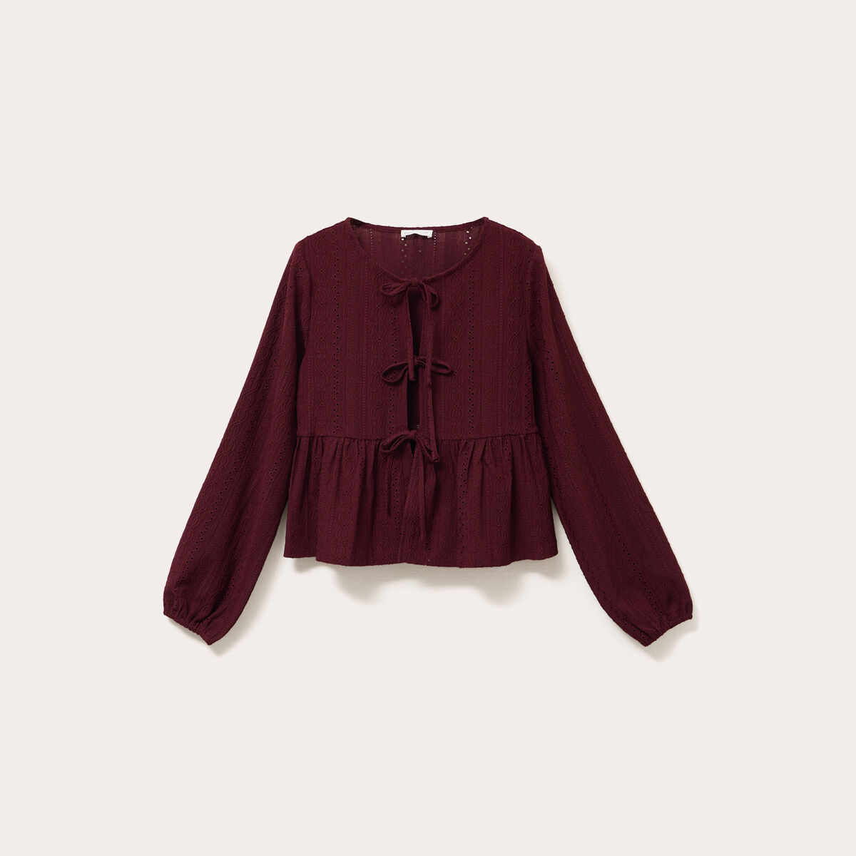 Blouse broderie anglaise violet foncé femme