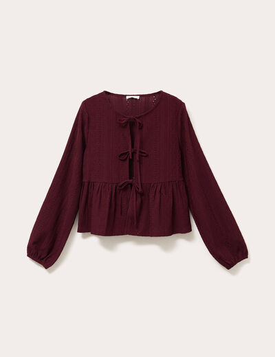 Blouse broderie anglaise violet foncé femme