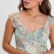 Robe longue évasée volants blanc femme