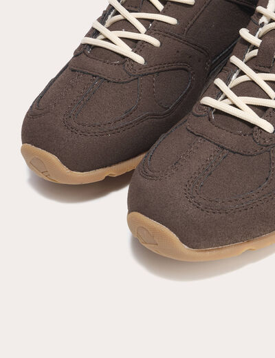 Baskets basses aspect daim marron femme