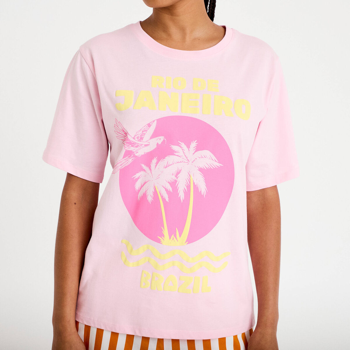 T-shirt oversize manches courtes rose clair femme
