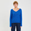 Pull avec col en V bleu electrique femme