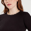 T-shirt cropped c&ocirc;tel&eacute; noir femme
