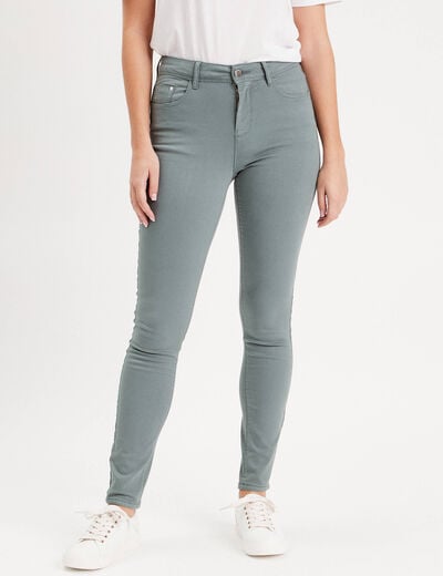 Jeans slim 5 poches vert foncé femme