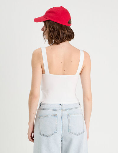 Débardeur cropped bretelles blanc femme