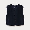 Gilet sans manches effet polaire col v bleu marine femme