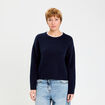 Pull col rond manches longues bleu marine femme