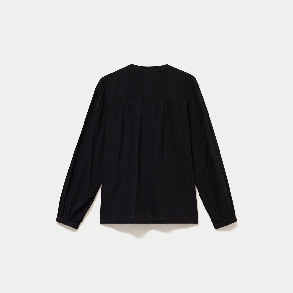 Blouse droite col rond manches longues noir femme