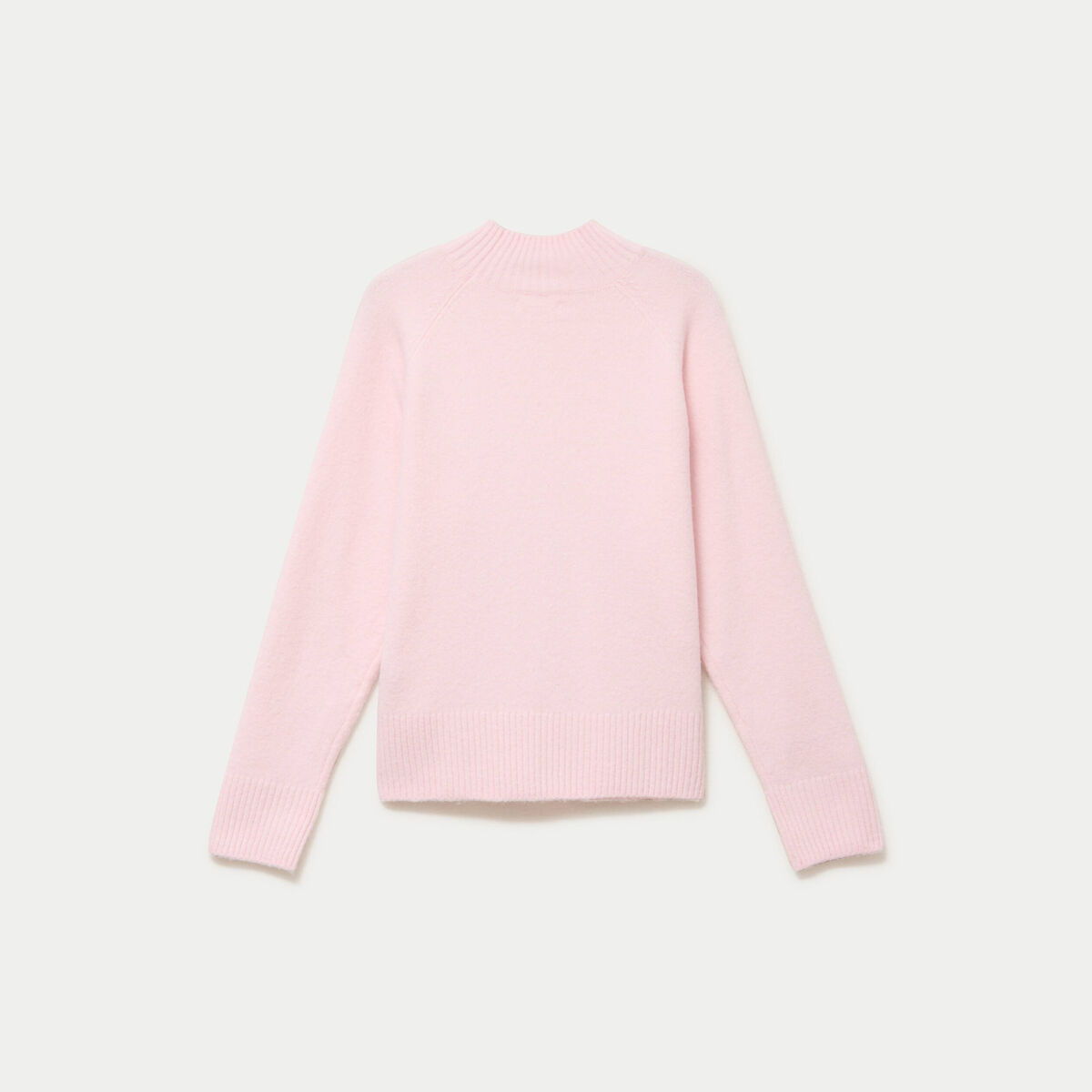Pull col montant manches longues rose clair femme