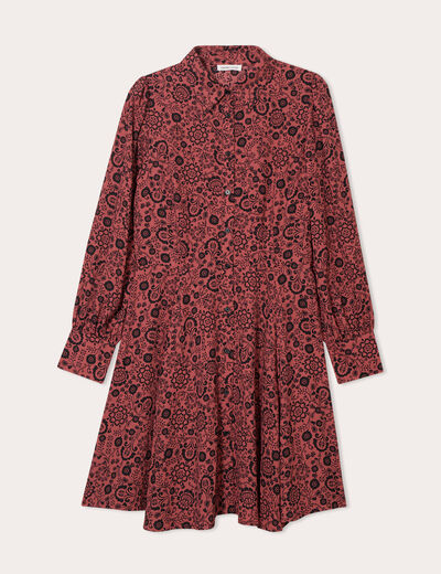 Robe chemise évasée fluide rouge clair femme