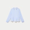 Blouse ample manches longues col v beige femme