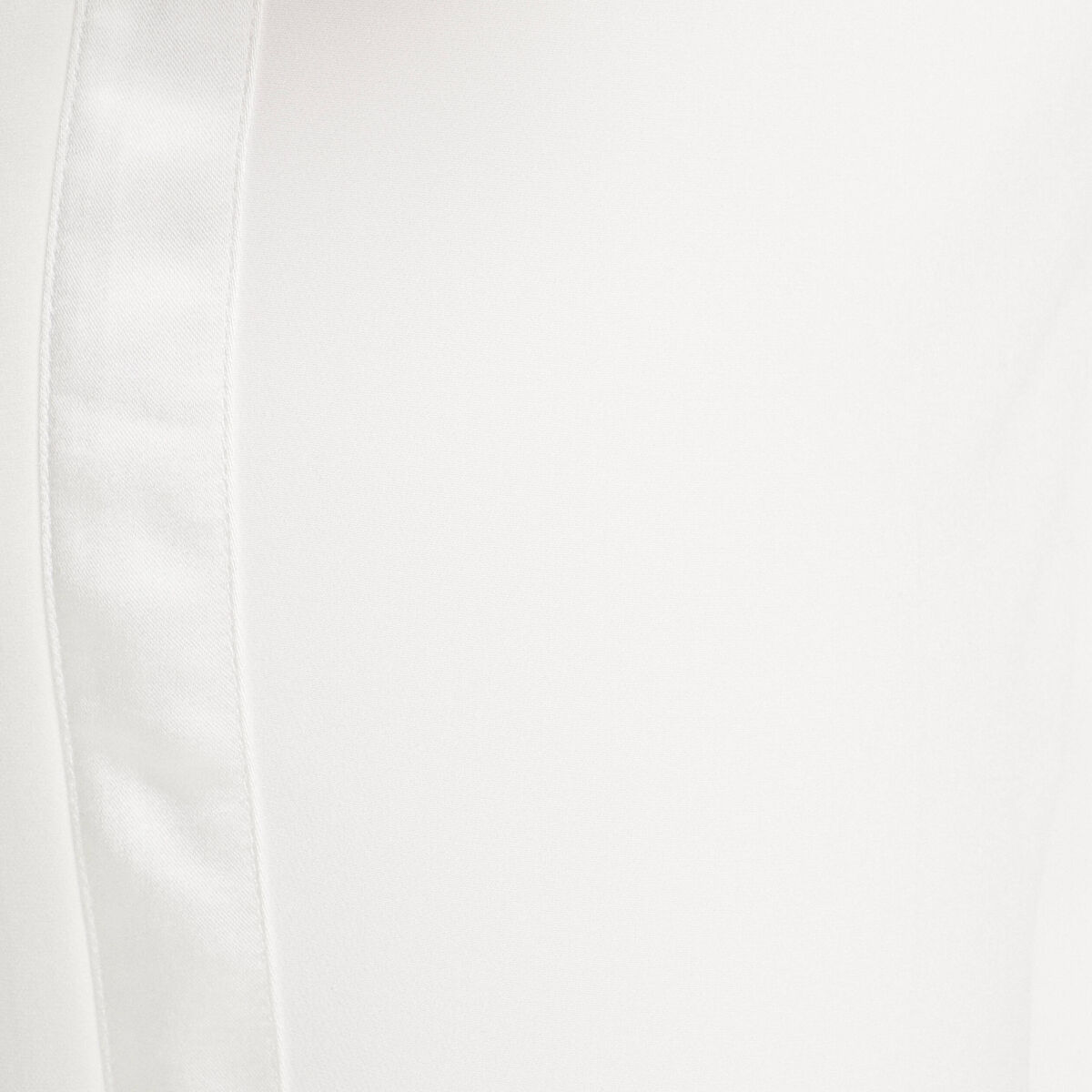Pantalon carotte bandes satin ecru femme