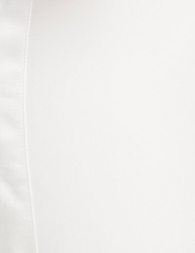 Pantalon carotte bandes satin ecru femme