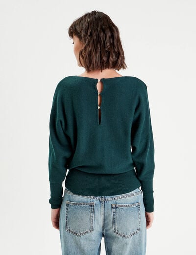 Pull manches chauves-souris vert foncé femme