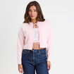 Gilet manches longues noué rose clair femme