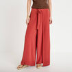 Pantalon large taille haute fluide vieux rose femme