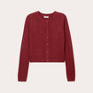 Gilet boutonn&eacute; manches longues rouge fonc&eacute; femme