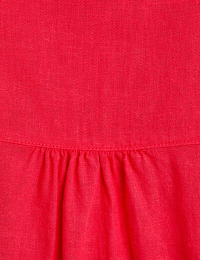 Chemise manches longues contenant du lin rouge femme