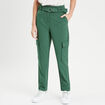Pantalon cargo 7/8ème ceinturé vert foncé femme