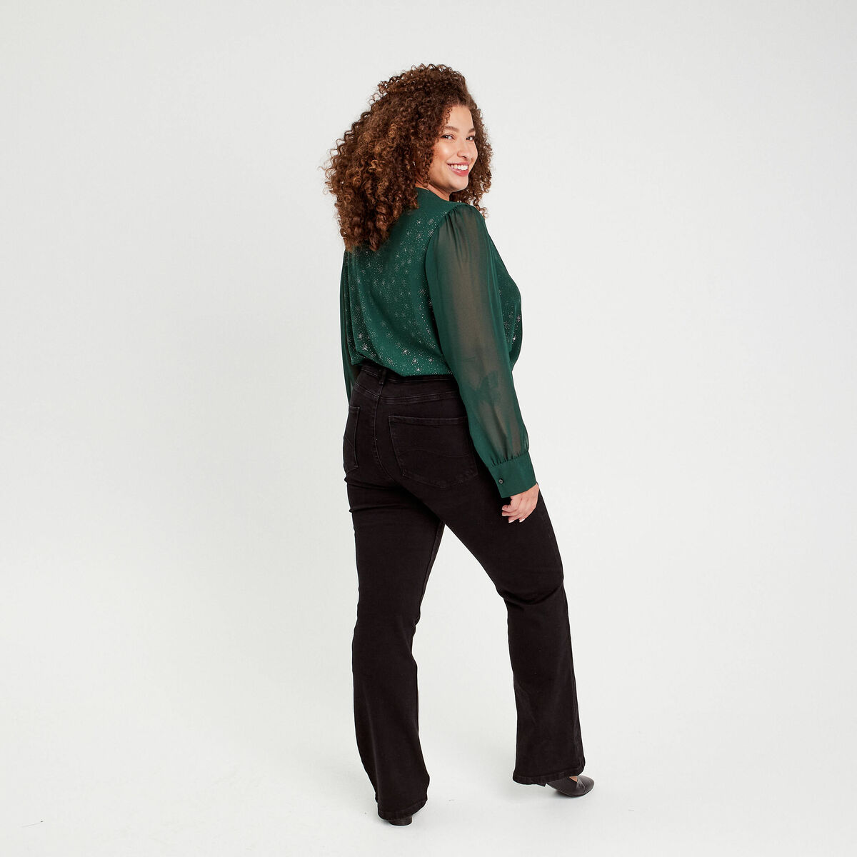 Jeans flare denim noir femme