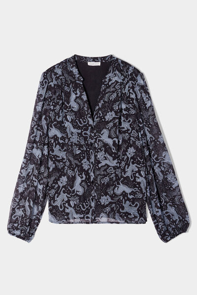Blouse manches longues noir femme