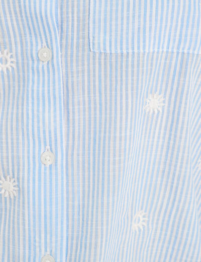 Chemise brodée manches longues blanc femme
