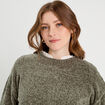 Pull col montant vert kaki femme