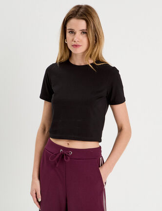 T-shirt cropped noir femme
