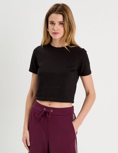 T-shirt cropped noir femme