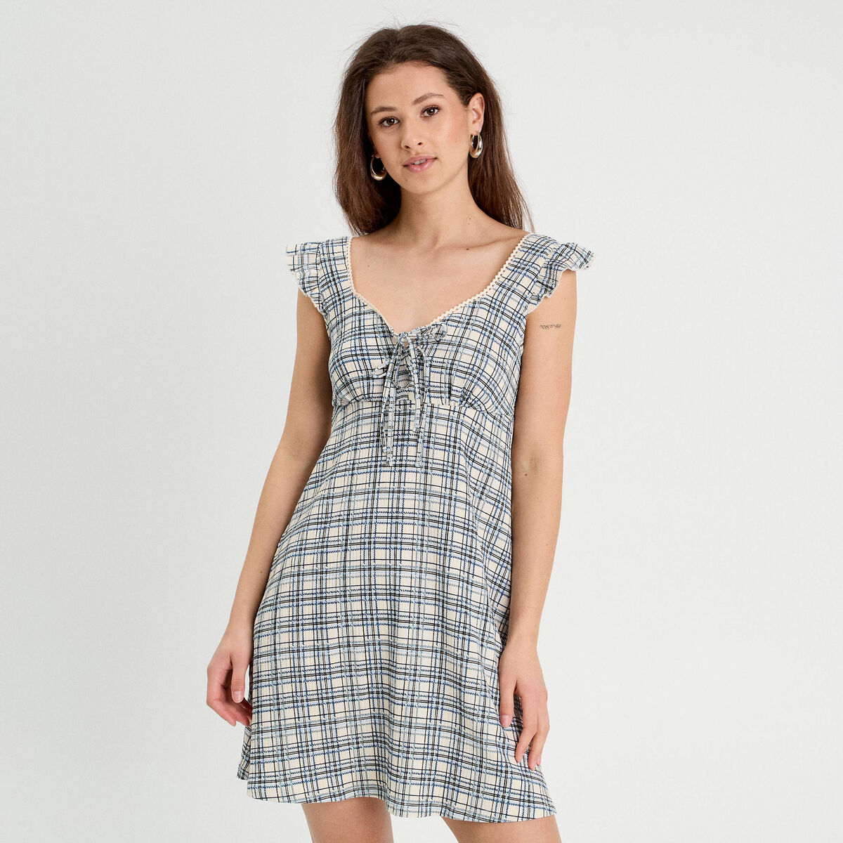 Robe trapèze sans manches blanc femme