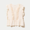 Blouse sans manches col v ecru femme
