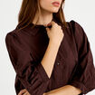 Chemise droite col classique manches 3/4 marron fonc&eacute; femme