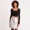 T-shirt dentelle noué noir femme