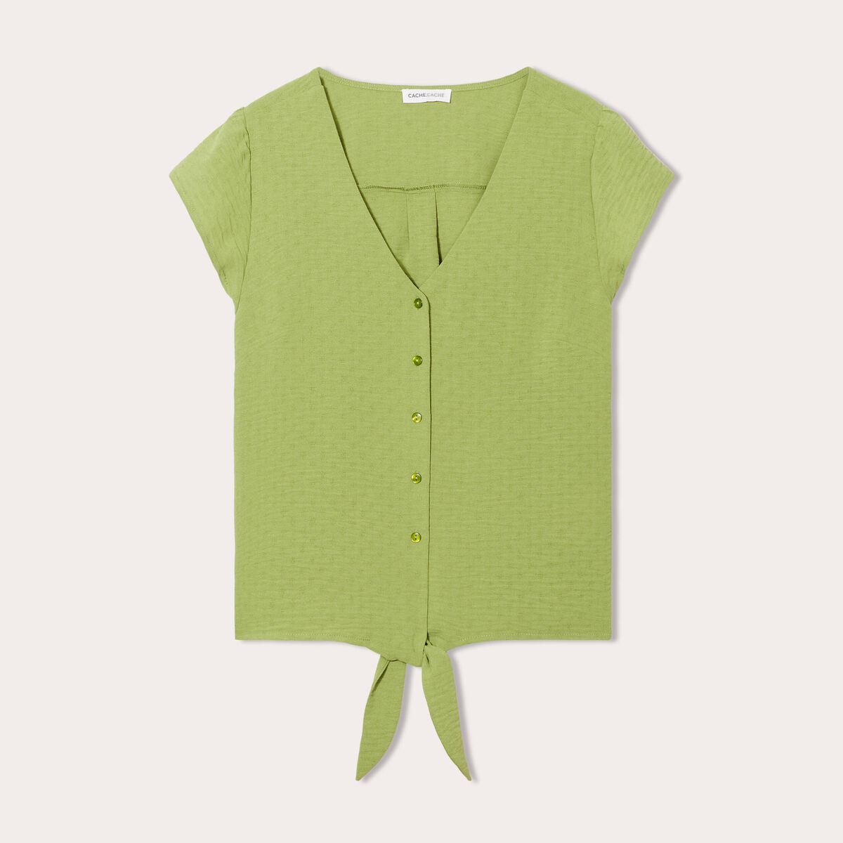 Blouse manches courtes vert anis femme