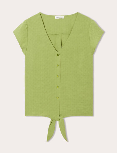 Blouse manches courtes vert anis femme