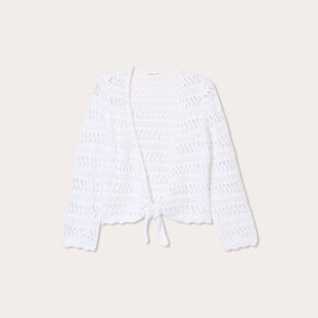 gilet manches 34 ajoure blanc femme Gilet manches 3/4 ajouré blanc femme