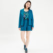 Short ajusté avec pinces bleu canard femme