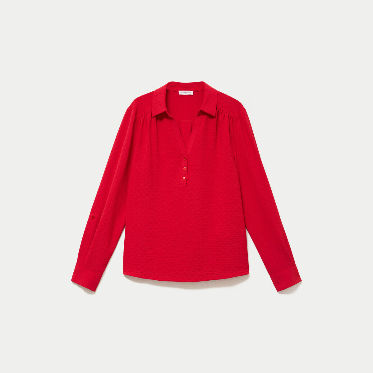 Blouse droite manches longues rouge femme
