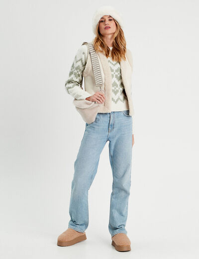 Veste sans manches ecru femme