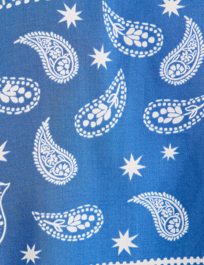 Blouse nouée manches 3/4 bleu femme