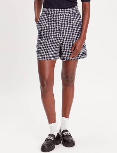 Short large taille haute noir femme