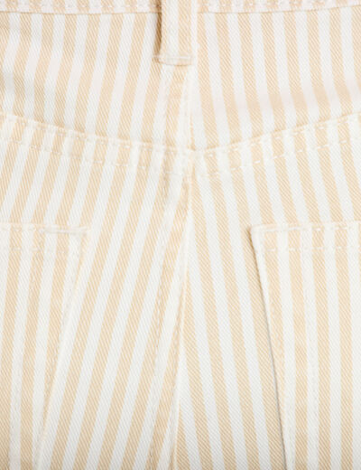 Jean wide leg ray&eacute; taille haute beige femme