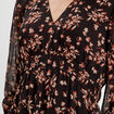 Robe évasée manches 3/4 noir femme