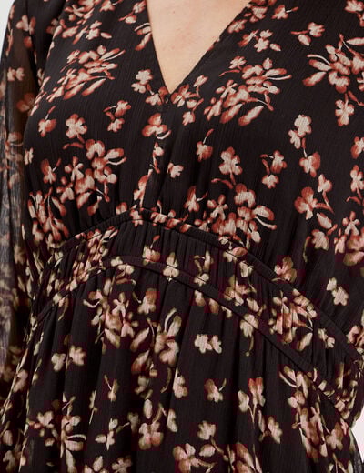 Robe évasée manches 3/4 noir femme