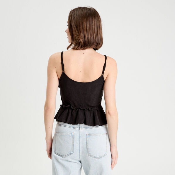blouse cropped volants noir femme Blouse cropped volants noir femme