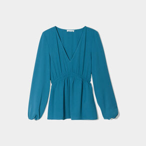 blouse manches longues bleu canard femme Blouse manches longues bleu canard femme