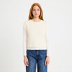 Pull 2-en-1 manches longues col rond ecru femme