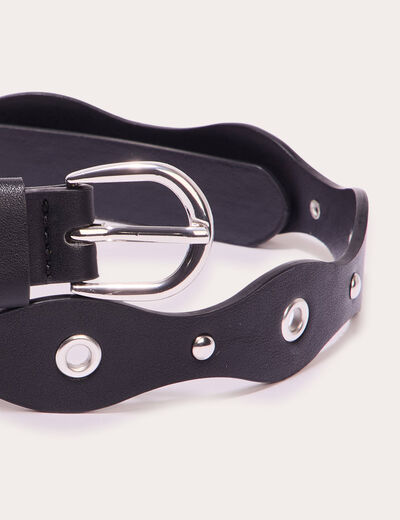 Ceinture oeillets et clous noir femme